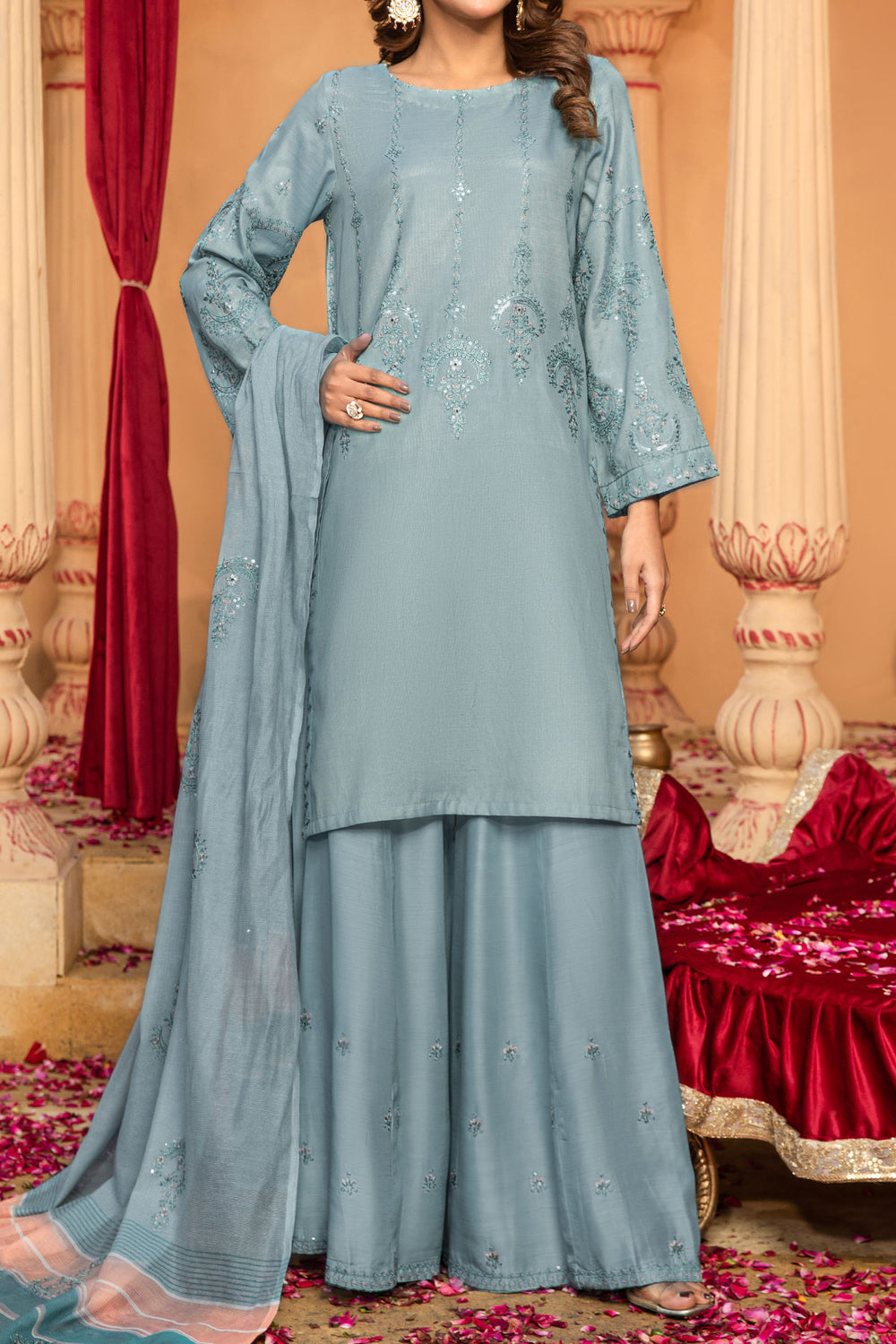 WOMEN'S-3 PIECE EMBROIDERY VISCOSE| FJ-223