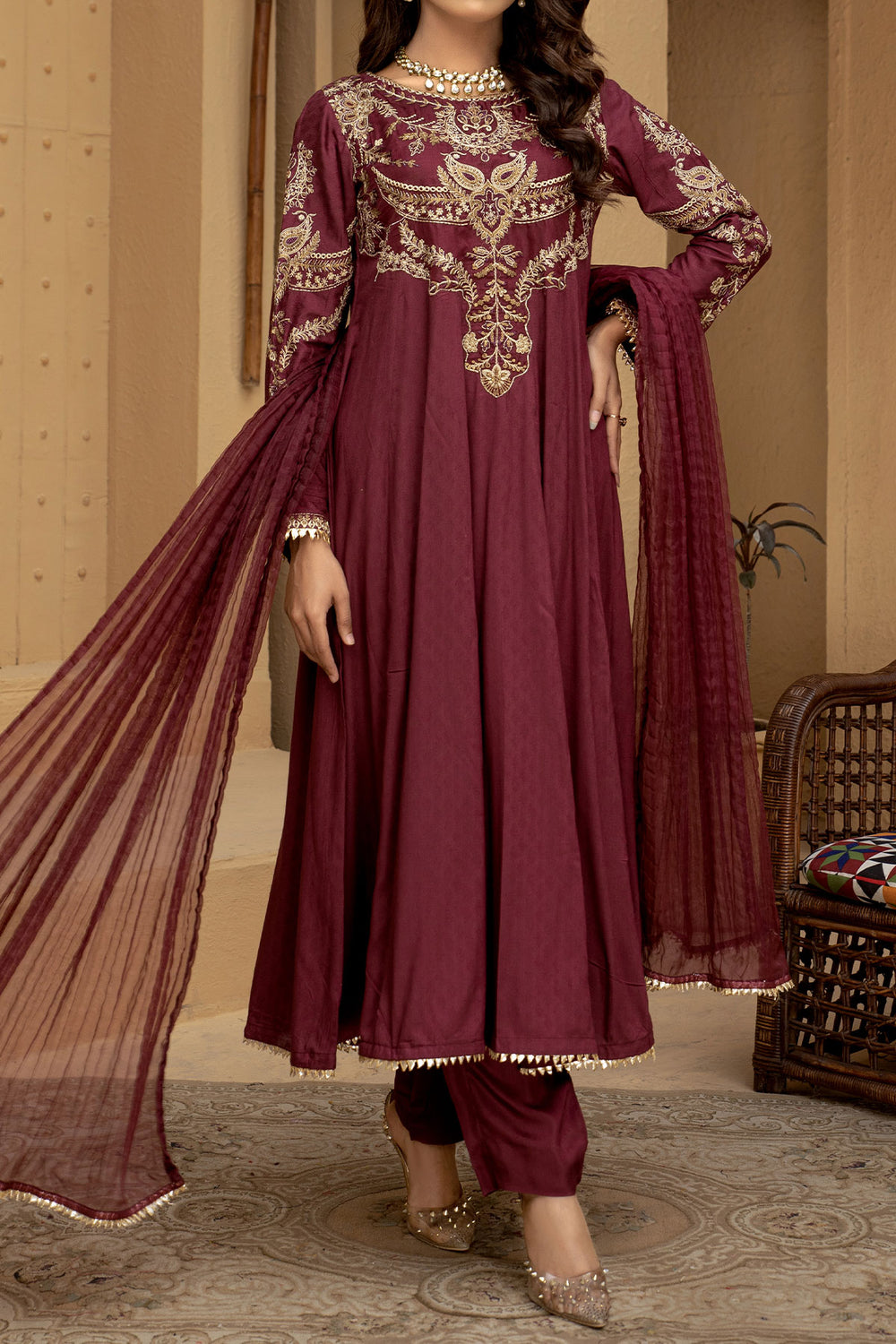 WOMEN'S-3 PIECE EMBROIDERY VISCOSE| VS-425