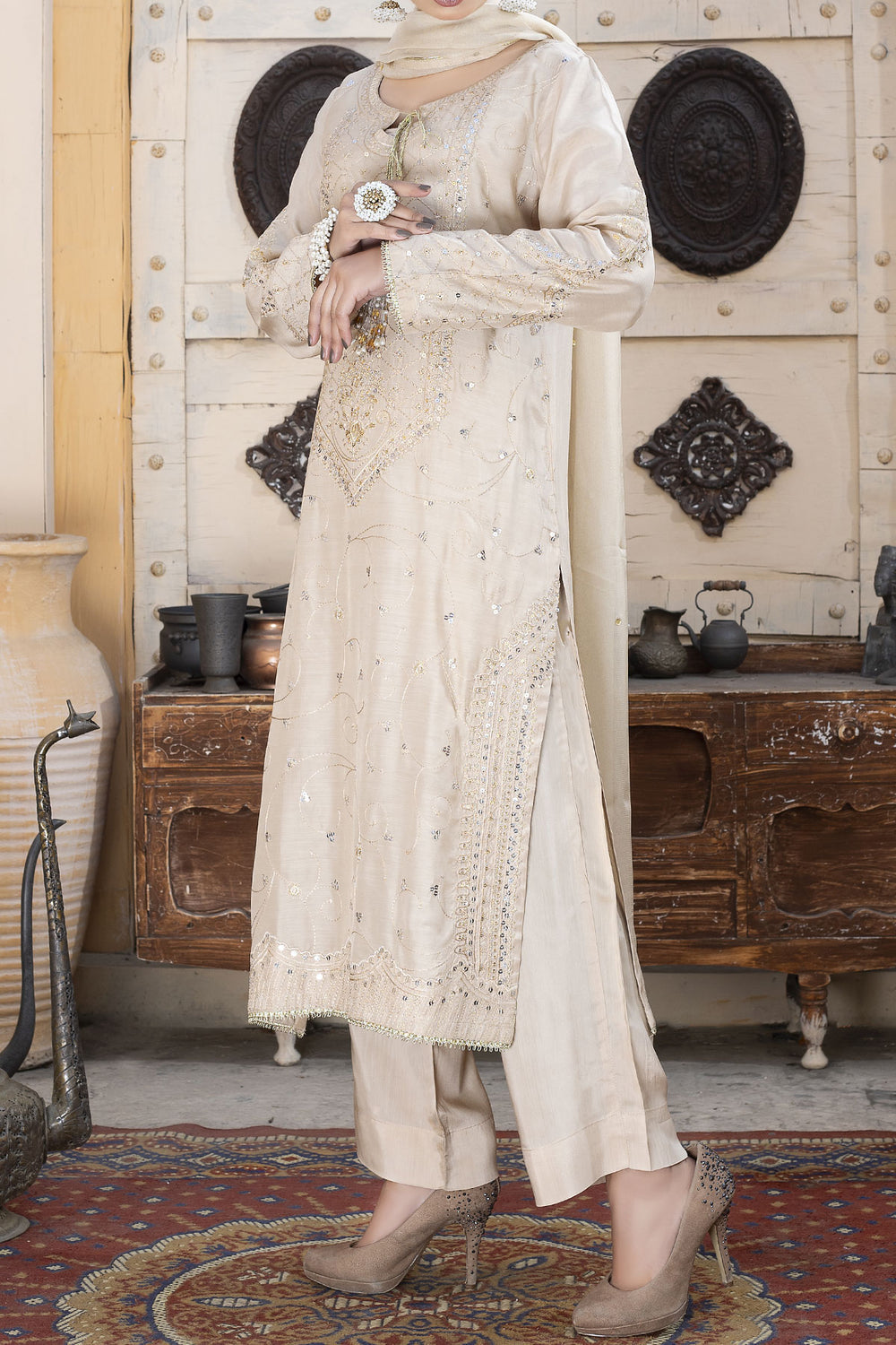 WOMEN'S-3 PIECE EMBROIDERY VISCOSE| VS-492