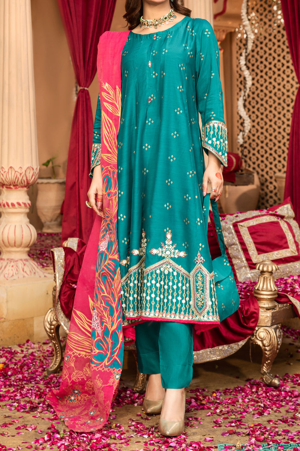 WOMEN'S-3 PIECE EMBROIDERY VISCOSE| VS-541