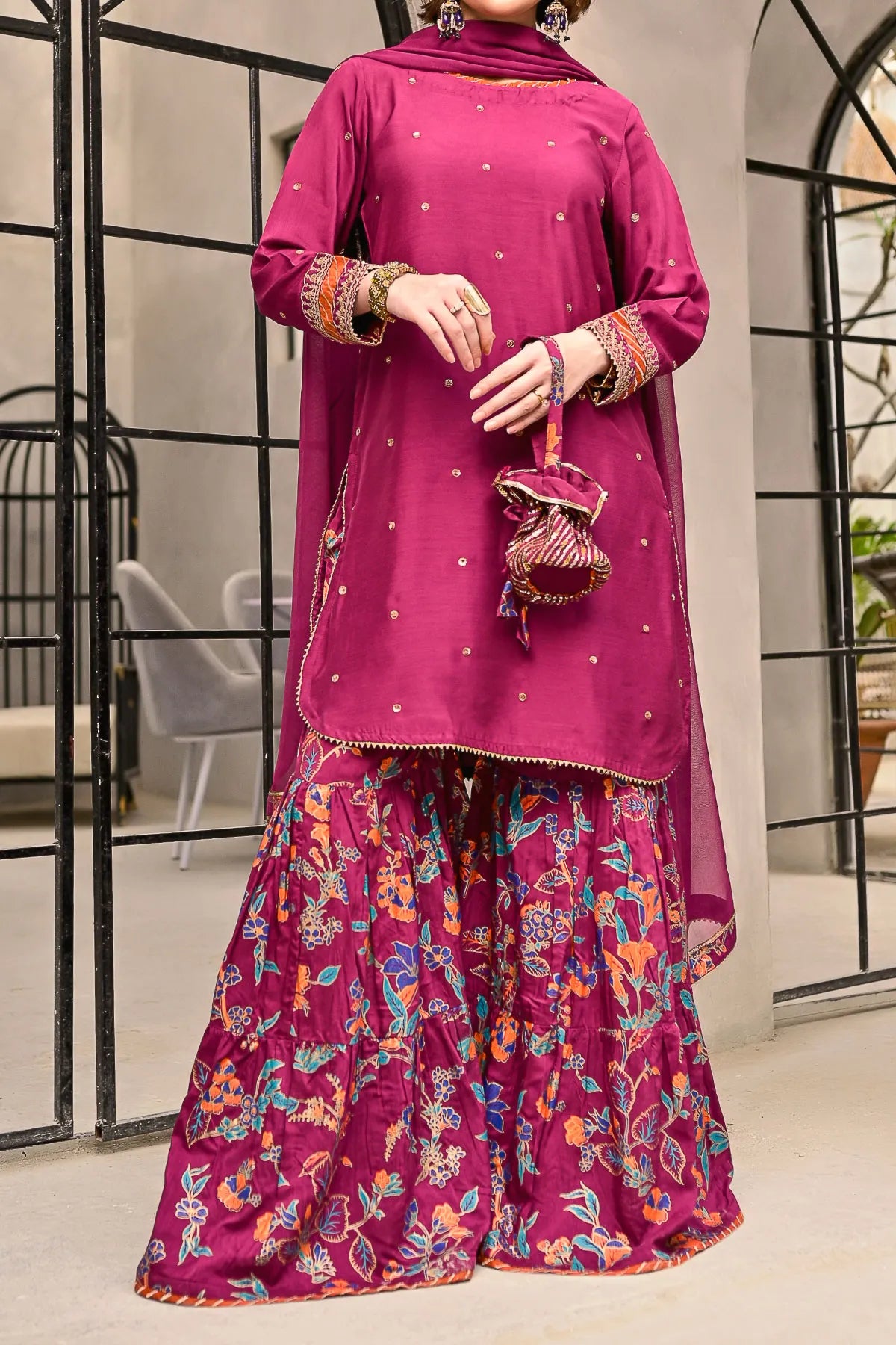 WOMEN'S-3 PIECE EMBROIDERY VISCOSE | DPV-214