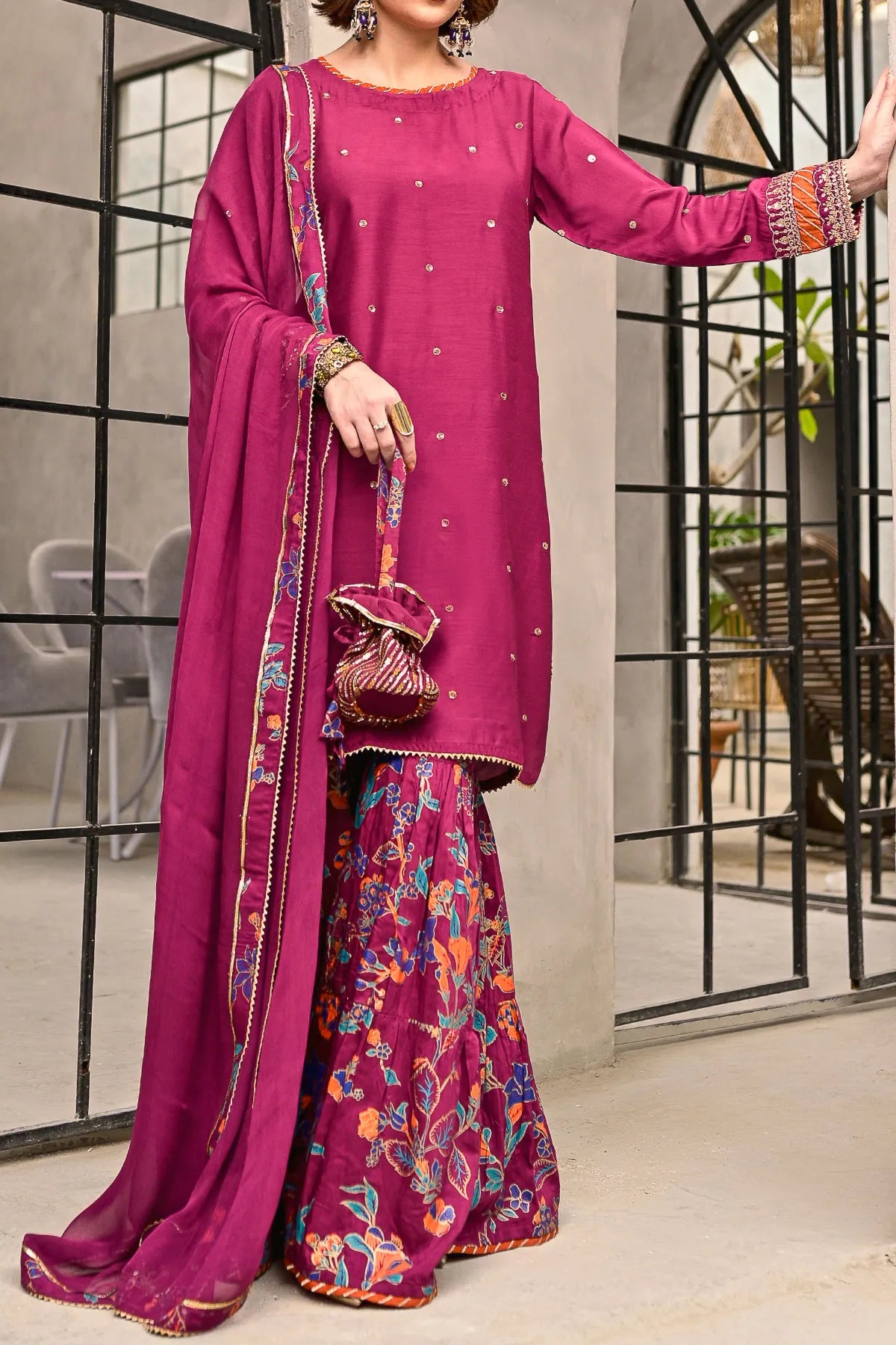 WOMEN'S-3 PIECE EMBROIDERY VISCOSE | DPV-214