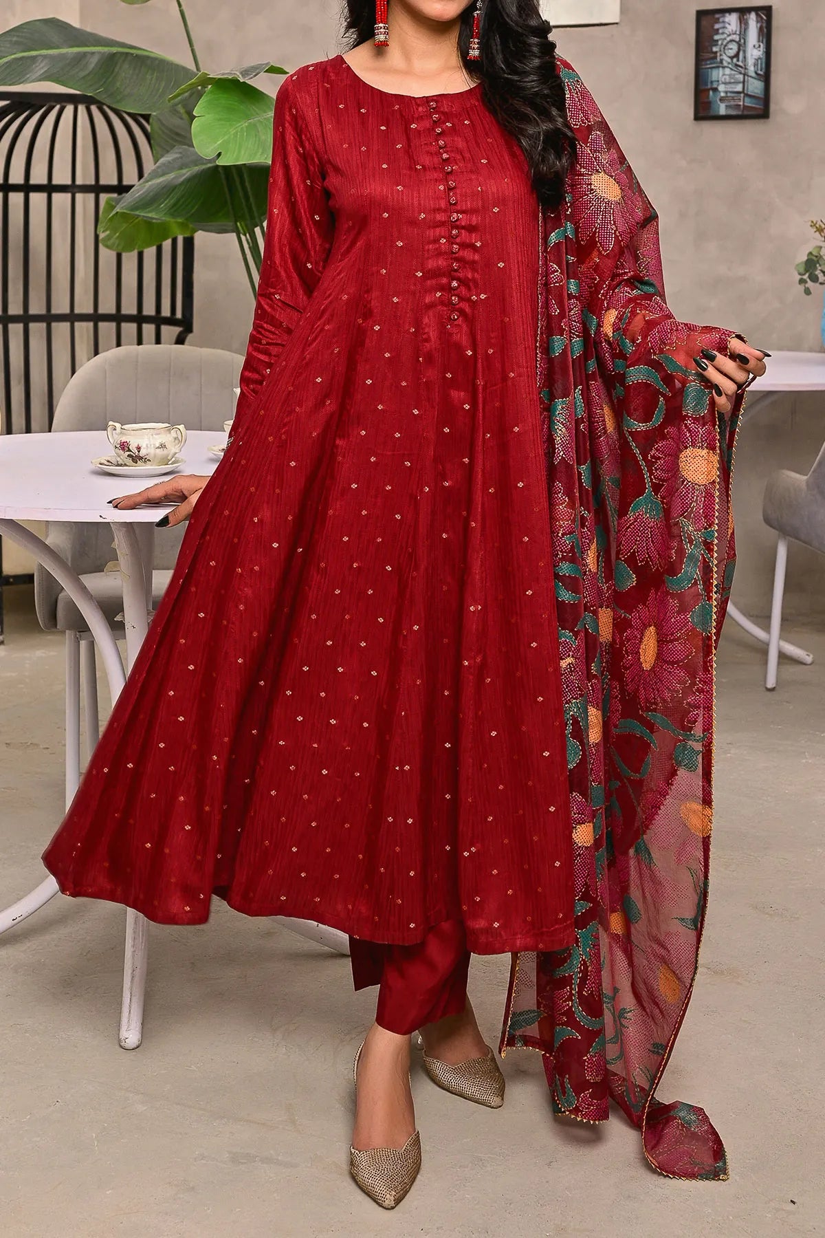 WOMEN'S-3 PIECE EMBROIDERY VISCOSE | DPV-215