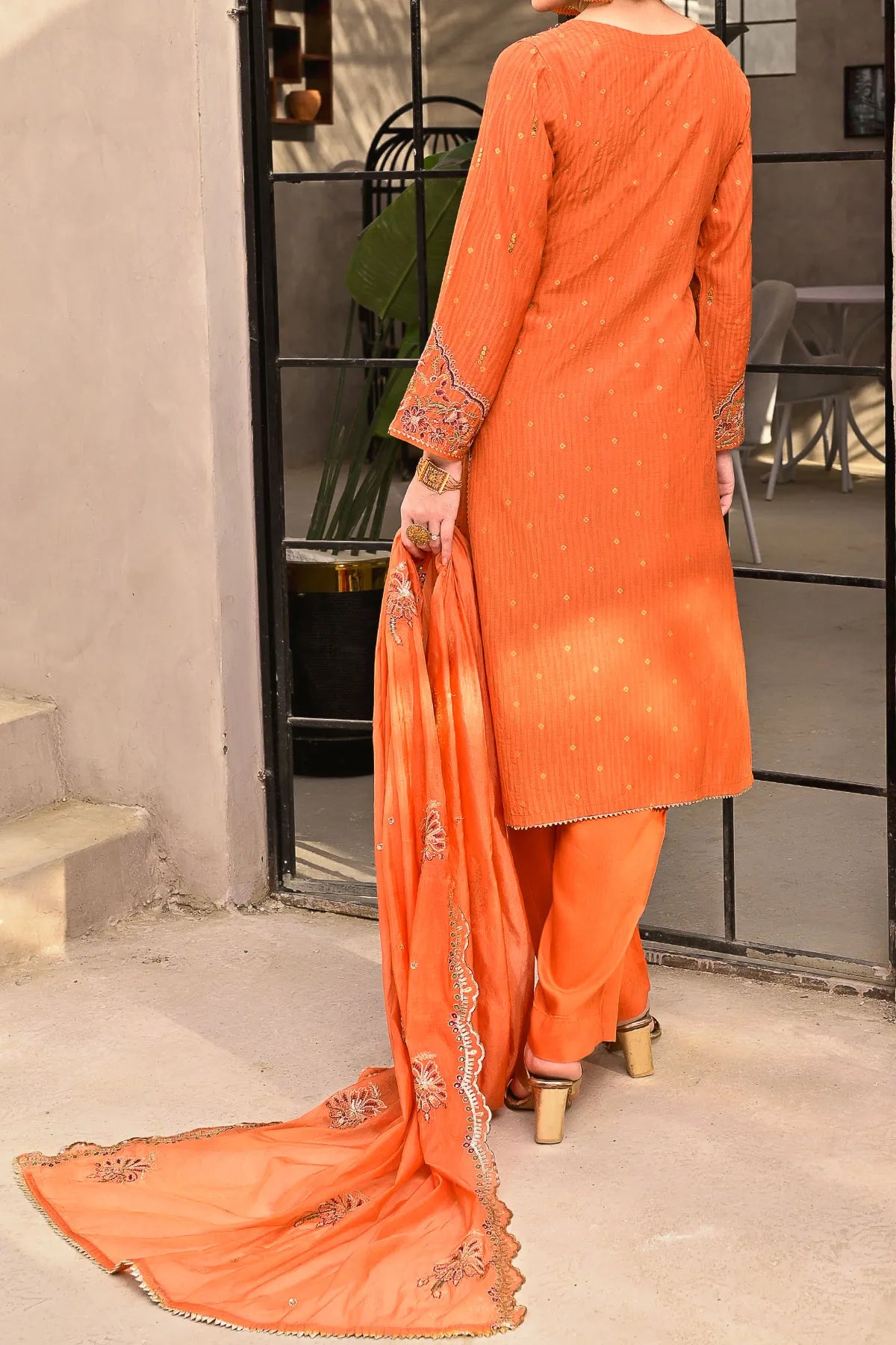 WOMEN'S-3 PIECE EMBROIDERY VISCOSE | DPV-218