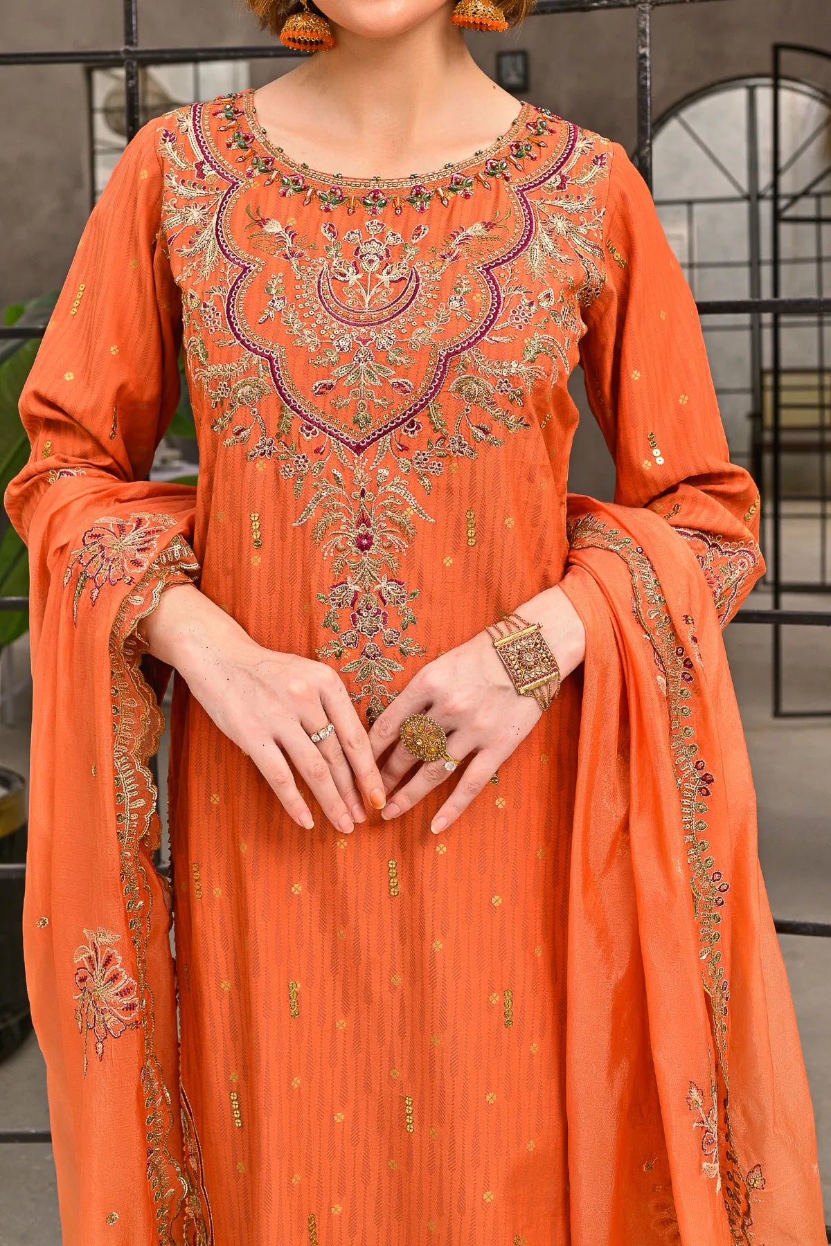 WOMEN'S-3 PIECE EMBROIDERY VISCOSE | DPV-218